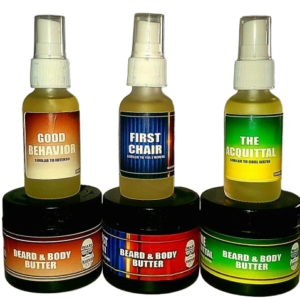 Assorted scented grooming sprays and butters